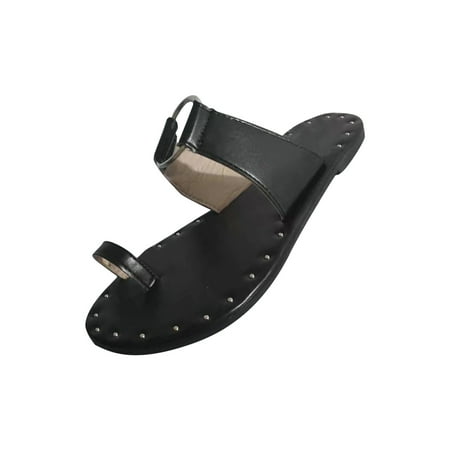 

Sentuca Women s Shoes Rivets Soft Flat Heel Fashion Sets Toes Cloth Sandals Flip Flop