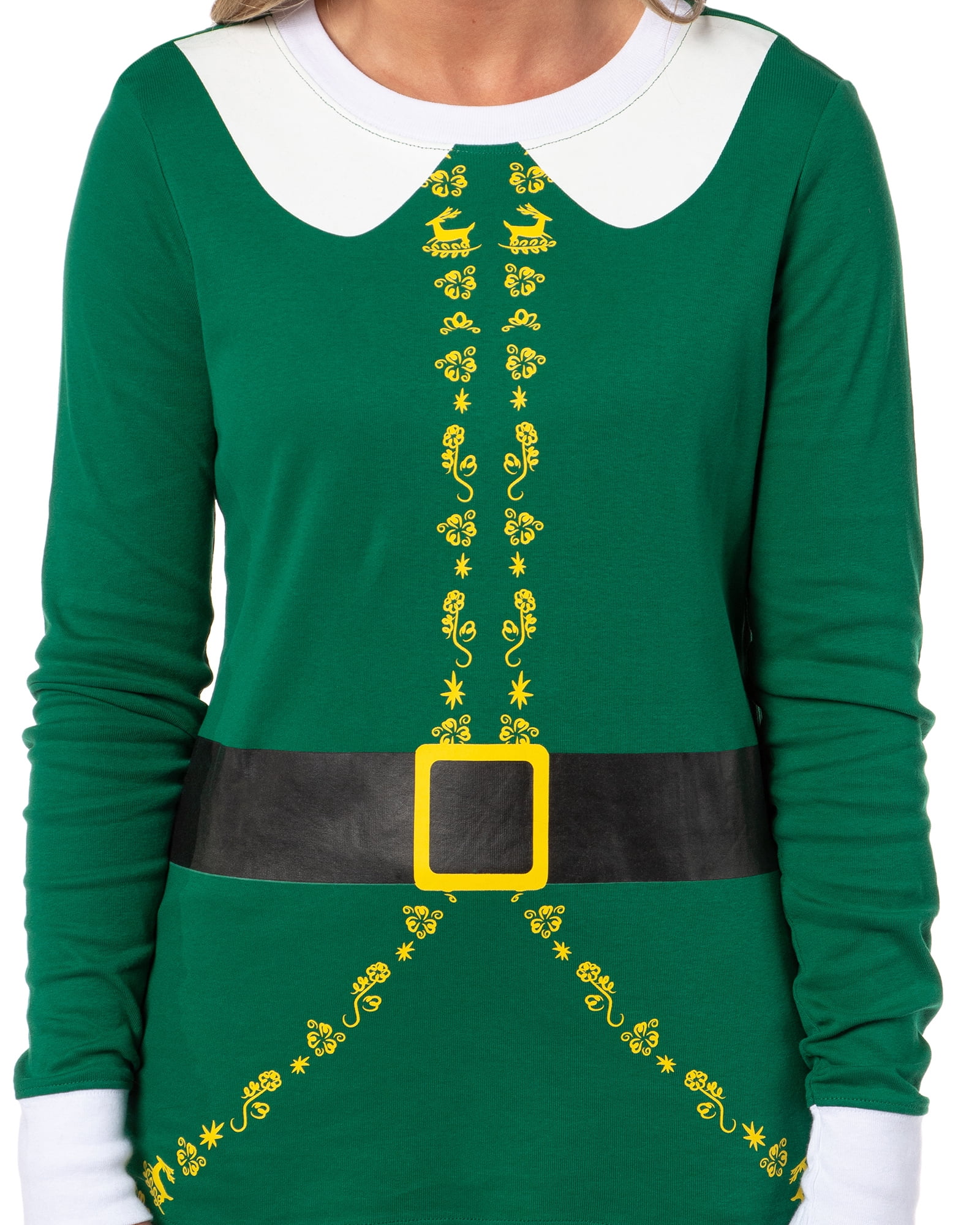 Elf Holiday Classic Movie Women's Buddy The Elf Tight Fit Long Sleeve Long Pant Loungewear Sleep Pajama Set