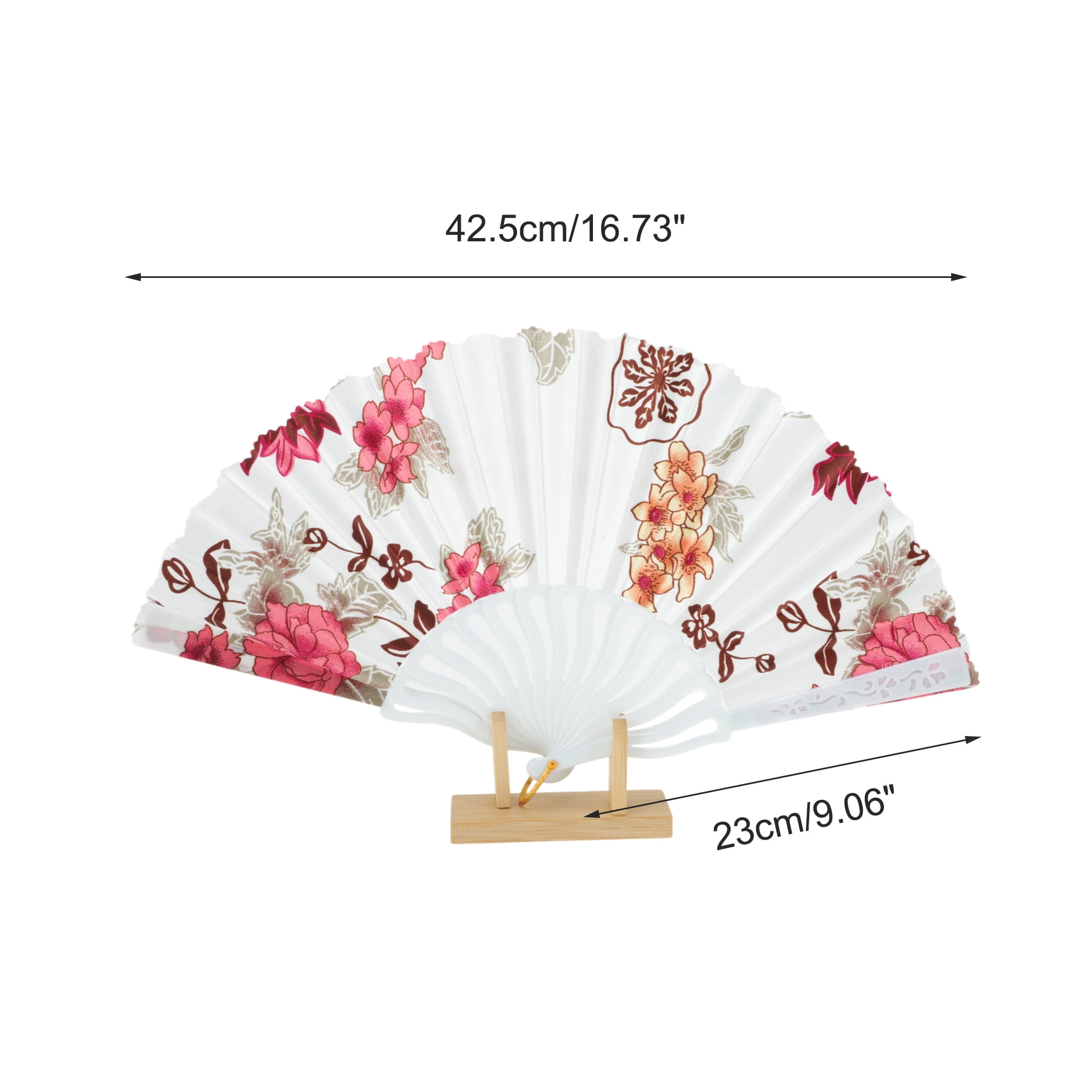 Unique Bargains Elegant Floral Design Folding Hand Fan Red