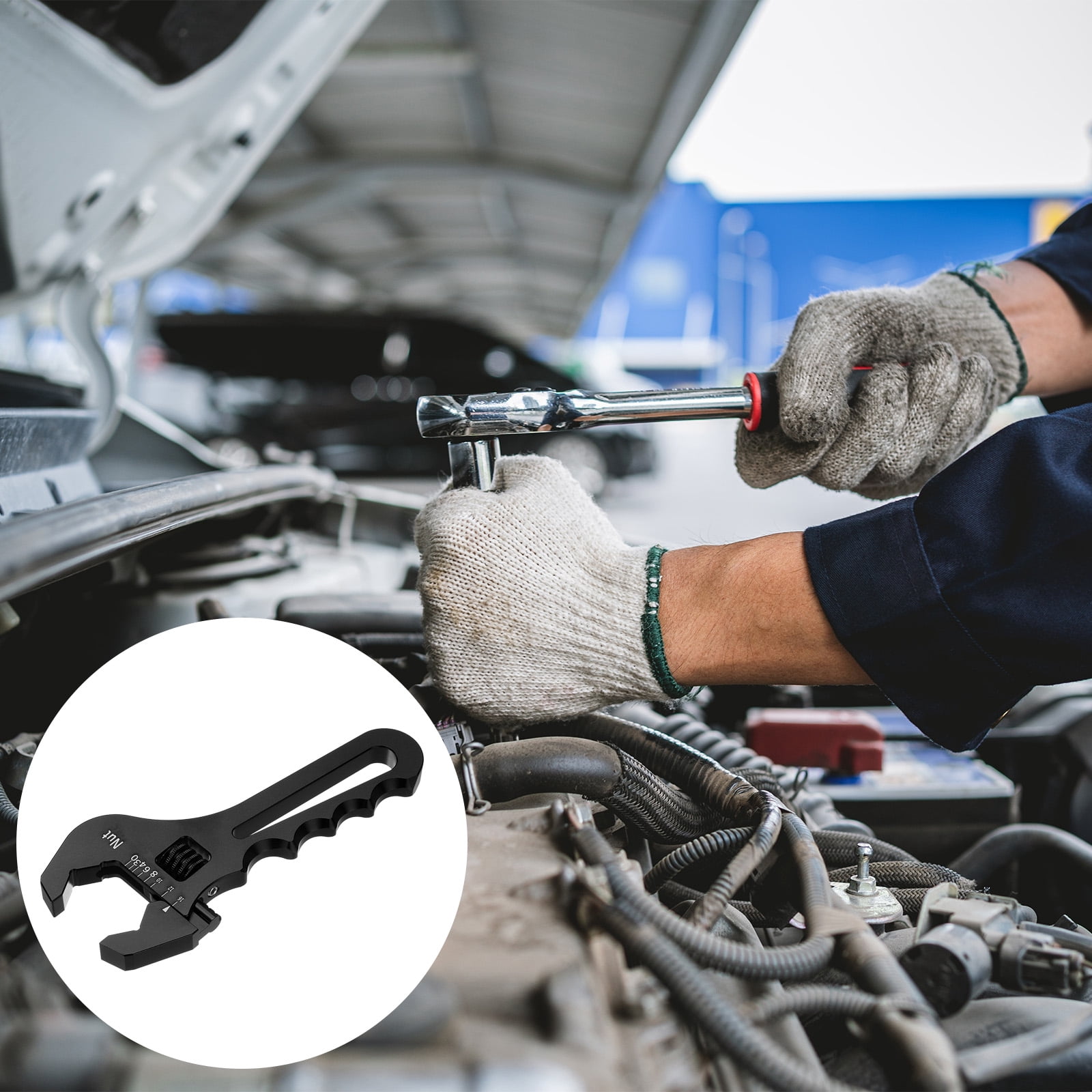 1pcs 7" Adjustable Wrench Aluminum Alloy Plumbers Wrench for an Fittings, Black