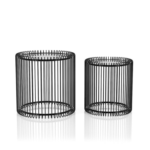 Furniture of America Mendel Contemporary Metal 2-Piece Nesting Table in Black