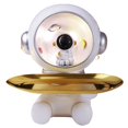 thumbnail image 4 of Bandeja de almacenamiento de estatua de astronautas, forma única, bandeja para llaves más suave para decoración del hogar, adornos, regalos navideños, plata con luz, 4 of 5
