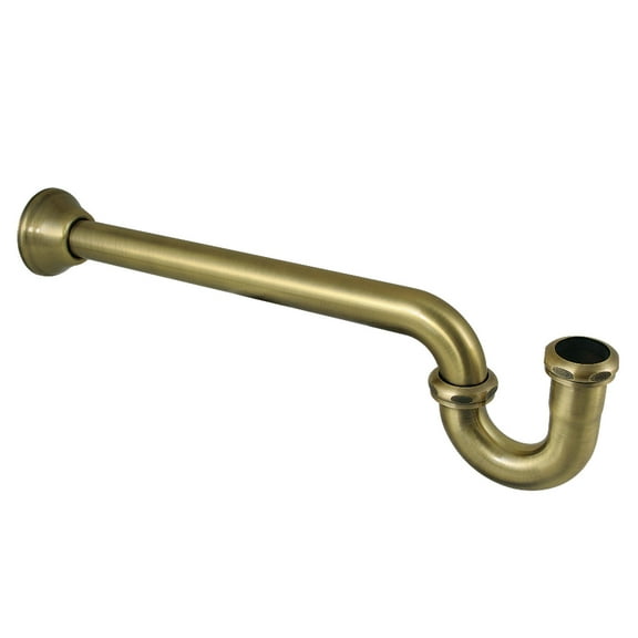 Kingston Brass CC5243 1-1/4" (or 1-1/2") x 1-1/2" P-Trap with Bell Flange, 19" Length, 18 Gauge, Antique Brass