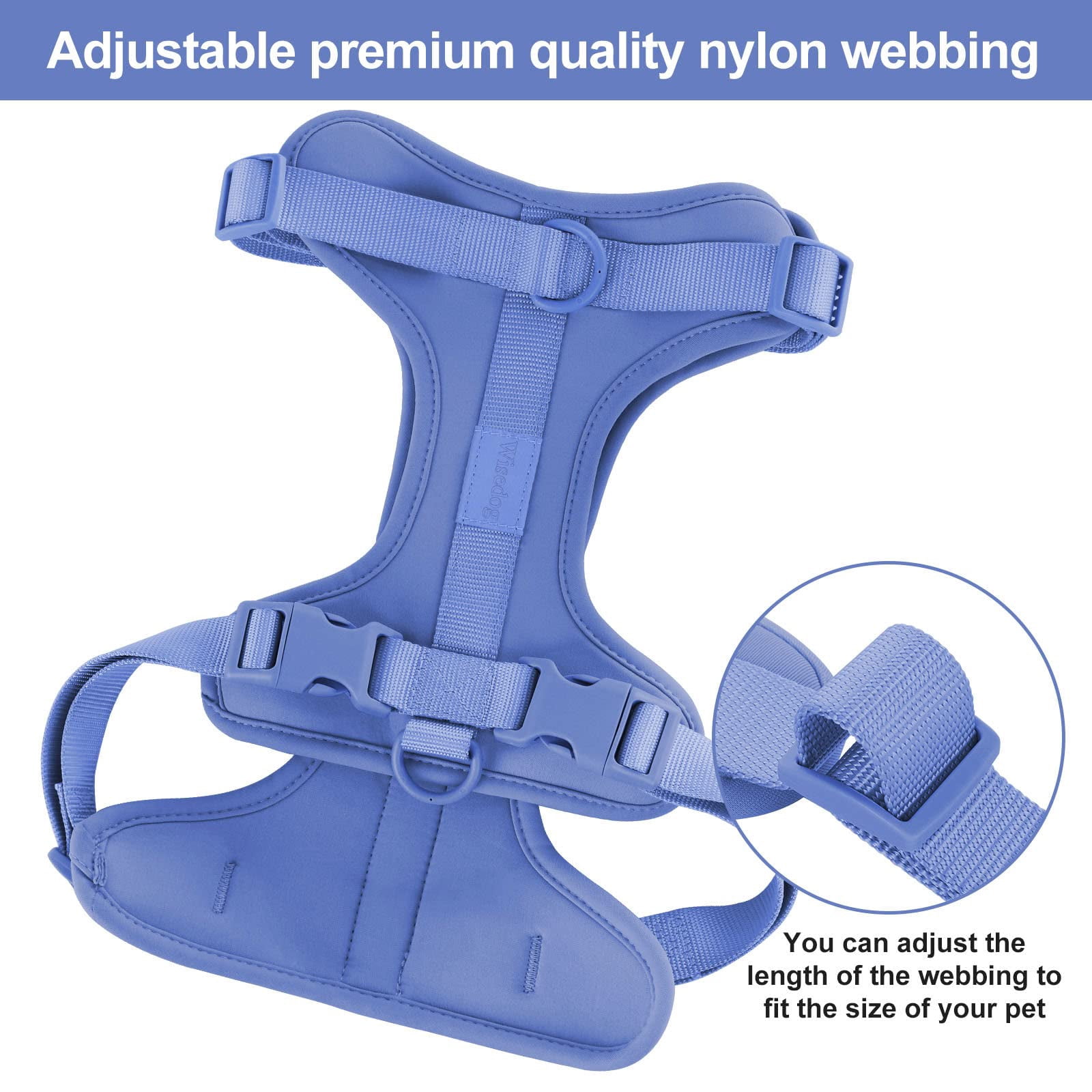 No Pull Lightweight Dog Harness: Adjustable Breathable Pet Vest Harness With Soft & Comfortable Cushion For Small Medium Large Dogs (l  Blue)