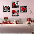 thumbnail image 2 of Bathroom Decor Rose Wall Art Red Room Accessories Canvas Print Pictures for Bedroom Home Decorations Black and White Modern Artwork Framed 12''''X12''''X4, 2 of 6