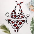 thumbnail image 4 of SKQIT Women Sexy Bikini Set Halter Side Tie Two Piece Leopard Print Swimsuit Triangle Bathing Suits, 4 of 7