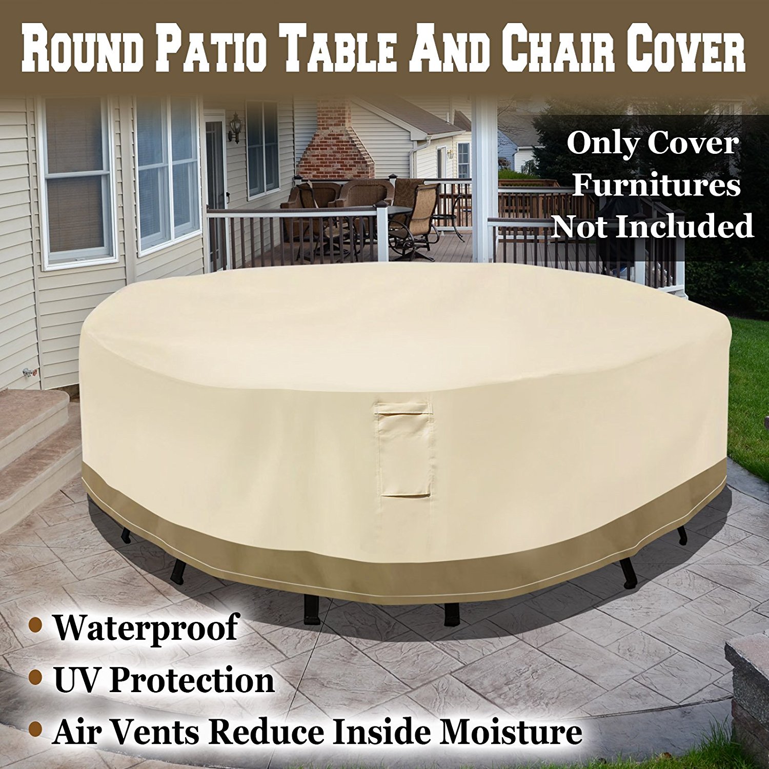 Sunrise Outdoor Patio Round Table/Chair Set Cover, Furniture Protector