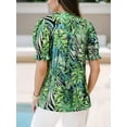 thumbnail image 3 of ZXSXSY Floral Print Blouses for Women Crewneck Smocked Short Sleeve Shirts Casual Babydoll Tops, 3 of 9