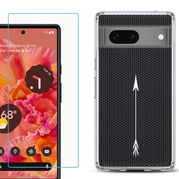 Slim-Fit Gel TPU Phone Case for Google Pixel 7, with Tempered Glass Screen Protector, by OneToughShield ® - Arrow