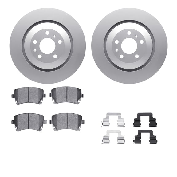 Dynamic Friction Company Rear Geospec Brake Rotors with 5000 Euro Ceramic Brake Pads includes Hardware 4612-73028