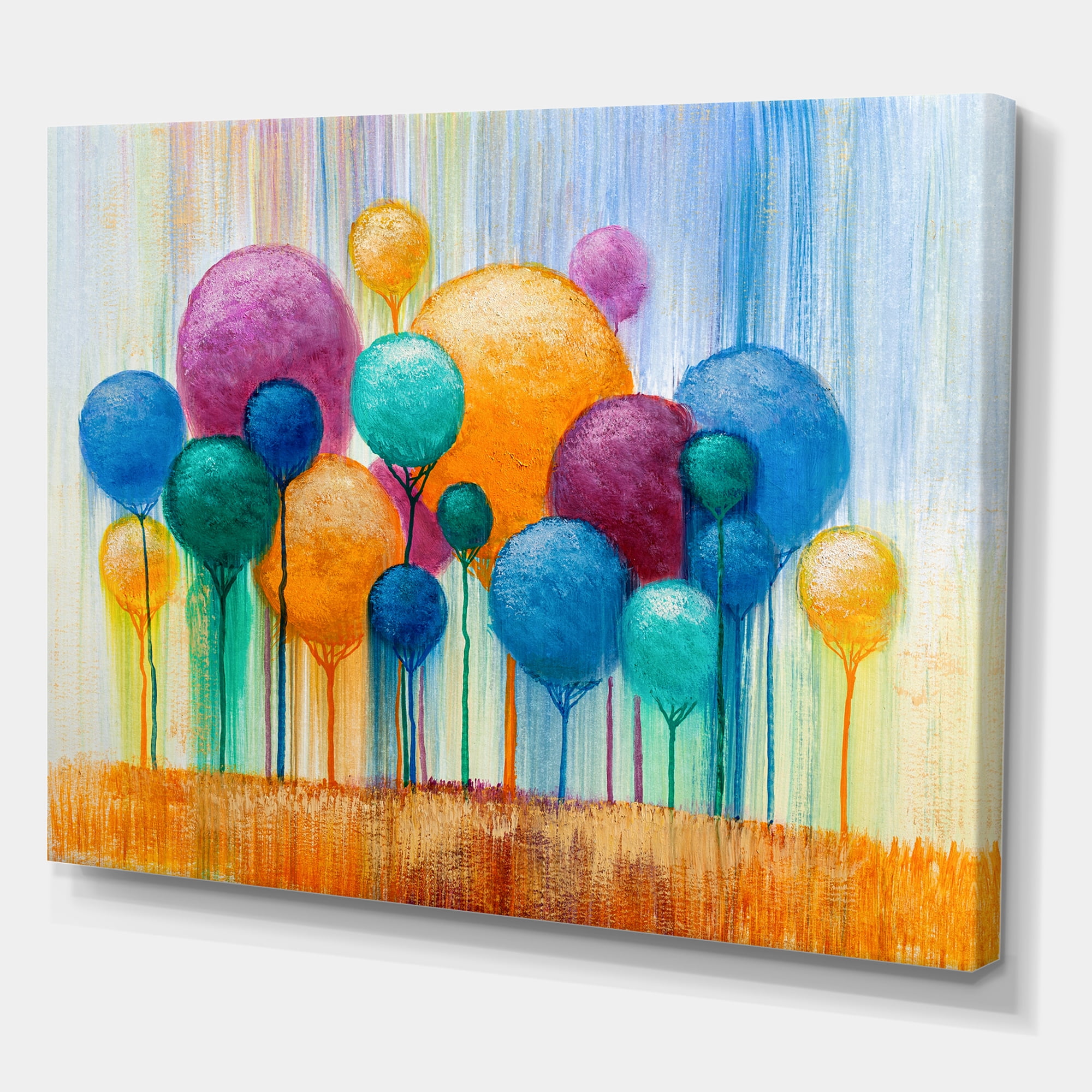 Designart ' Ornamental Colourful Trees IV ' Modern Canvas Wall Art Print