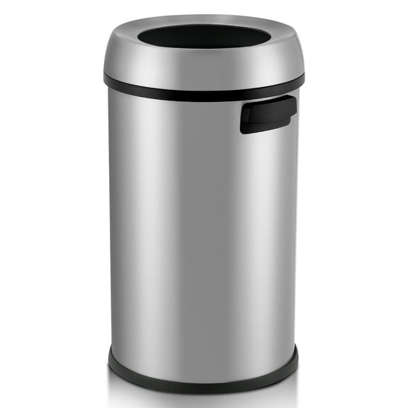 COZONY 65L/17 Gal Commercial Trash Can, Stainless Steel Large Garbage Bin w/ Wide Open Top & Dual Side Handles,Silver