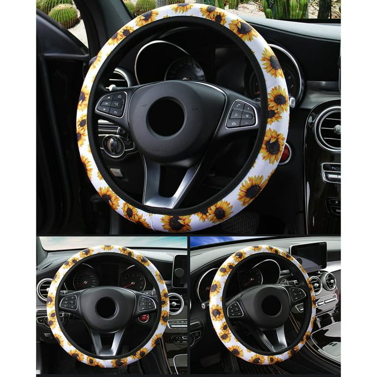 Doingart Universal Steering Wheel Cover - Auto Car Daisy Sunflower Steering  Wheel Cover Non-slip and Sweat Absorption Steering Wheel Cover Universal