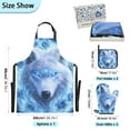 thumbnail image 3 of White Wolf Roses with Blue Flame Apron Set with Oven Mitts Pot Holders Set of 5 Kitchen Stuff Accessories, 3 of 6