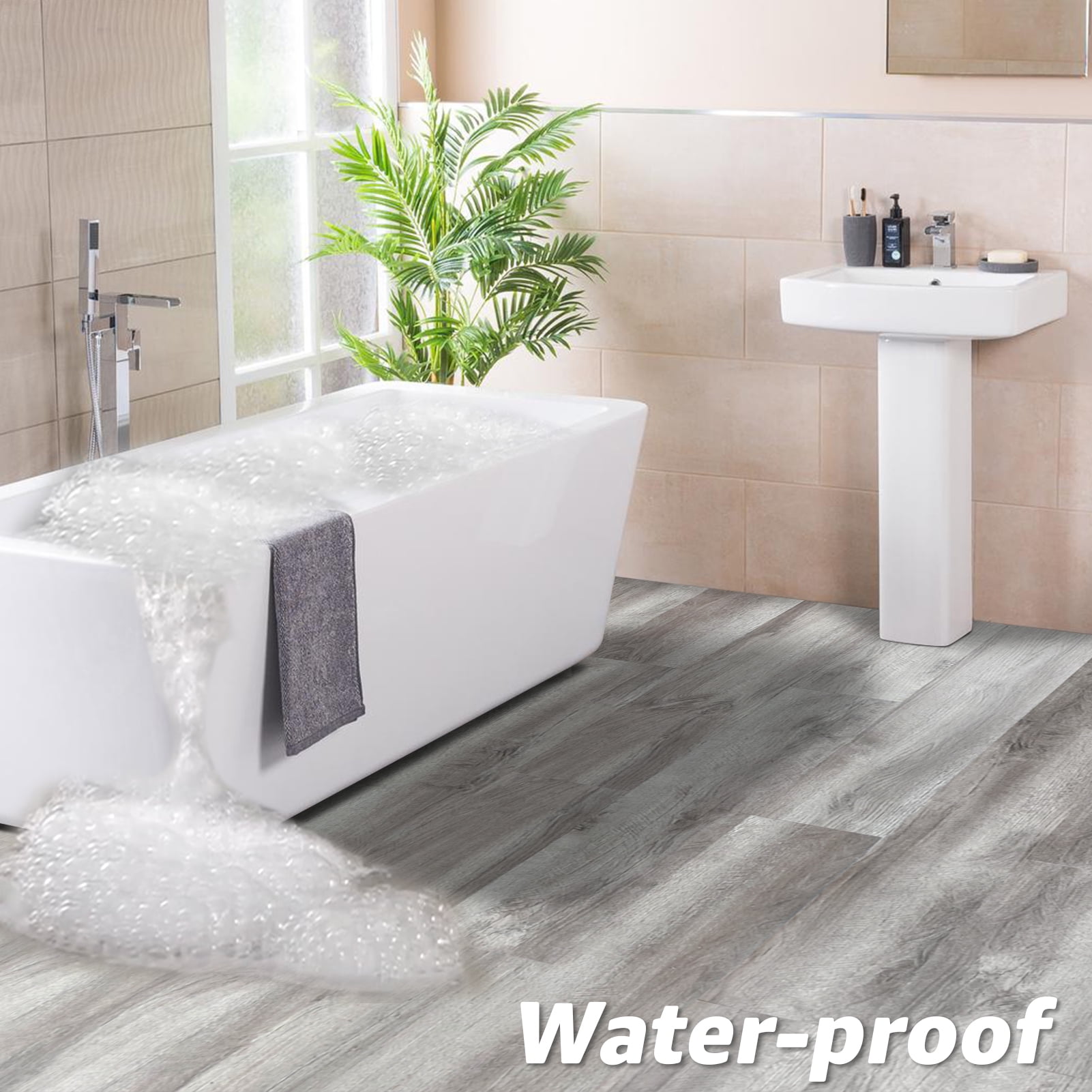 Art3d 18-Pack 36" x 6" Interlocking Luxury Vinyl Flooring Tile，Cover 27 Sq. Ft-Oslo Frost Maple