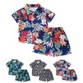 thumbnail image 2 of YUEHUA Summer Outfits for Baby Boys 3-6 Months Boys Hawaii Outfit 2Pcs Set Summer Beach Button Down Shirt Top + Shorts Kids,Size 12-18 Months, 2 of 4
