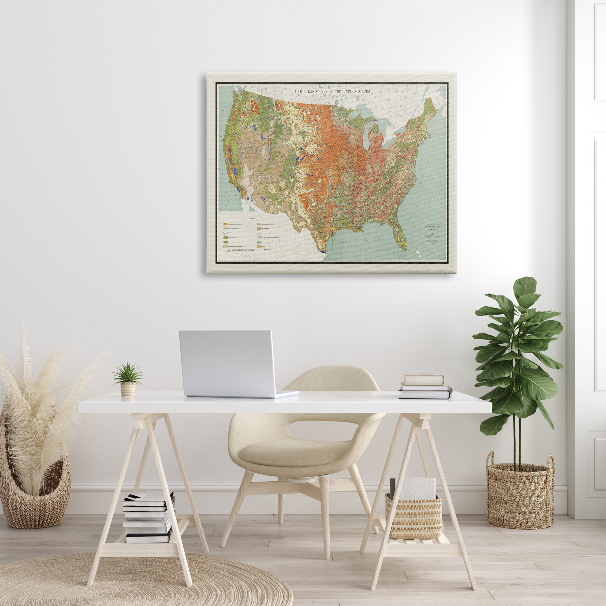 Stupell Industries Vintage United States Map Major Land Uses 1950, 48 x 36, Design by Daphne Polselli