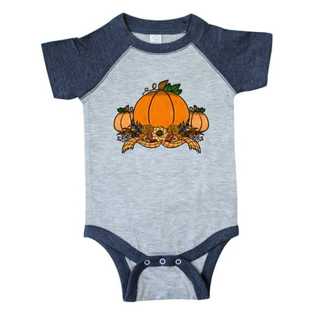 

Inktastic Pumpkins and Sunflower with Plaid Orange Ribbon Gift Baby Boy or Baby Girl Bodysuit
