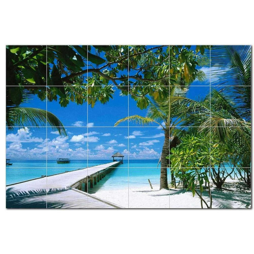 Beach Picture Ceramic Tile Mural Kitchen Backsplash Bathroom Shower