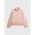 thumbnail image 6 of Women High Neck Sweater Chunky Long Sleeve Knitted High Low Hem Trendy Fall Winter Jumper Blouse Pink L, 6 of 8
