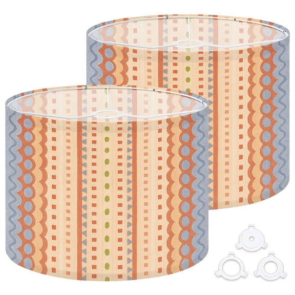 Lamp Shades Set of 2 Easy Assembly Pink Color Bohemian Abstract Boho Wave Watercolor Drum Lampshades for Table Lamps Floor Lamps Pendant Light 13"x13"x10" Replacement Lamp Shade