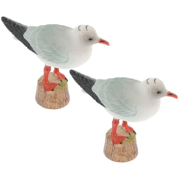 2 Pcs Seagull Statue Garden Decoration Bird Figurine Household Outdoor Bird Sculpture Statue Plastic 9.00X7.00X3.00CM