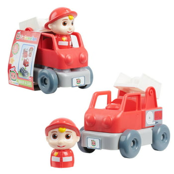 CoComelon Build-A-Vehicle, 4 Piece Set, JJ in Red Fire Truck, Officially Licensed Kids Toys for Ages 18 Month, Gifts and Presents