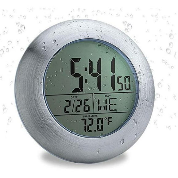 Sonnet Industries  Atomic Suction Cup Bathroom Clock with 4 Suction Cups & 1.5 in. LCD Numbers - Silver