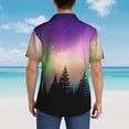 thumbnail image 4 of Gukieu Northern Lights Print Men's Short-sleeved Shirts, Button-down Lapel Hawaiian Shirts, T-shirts, Beach Vacation Summer Casual Wear,X-Large, 4 of 7