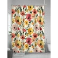 thumbnail image 5 of Red Yellow Shower Curtain, Poppy Watercolor Plant Flowers Pastoral Botanical Waterproof Shower Curtain Set with 12 Hooks Lightweight Washable Fabric Shower Curtains for Bathroom 72x84 Inches, 5 of 6