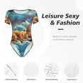 thumbnail image 4 of Gukieu Artistic Starry Sky Cloud Dog Print Women's Short Sleeve Bodysuit, Round Neck Snap-on Bodysuit, Suitable for Adult Women-Large, 4 of 7
