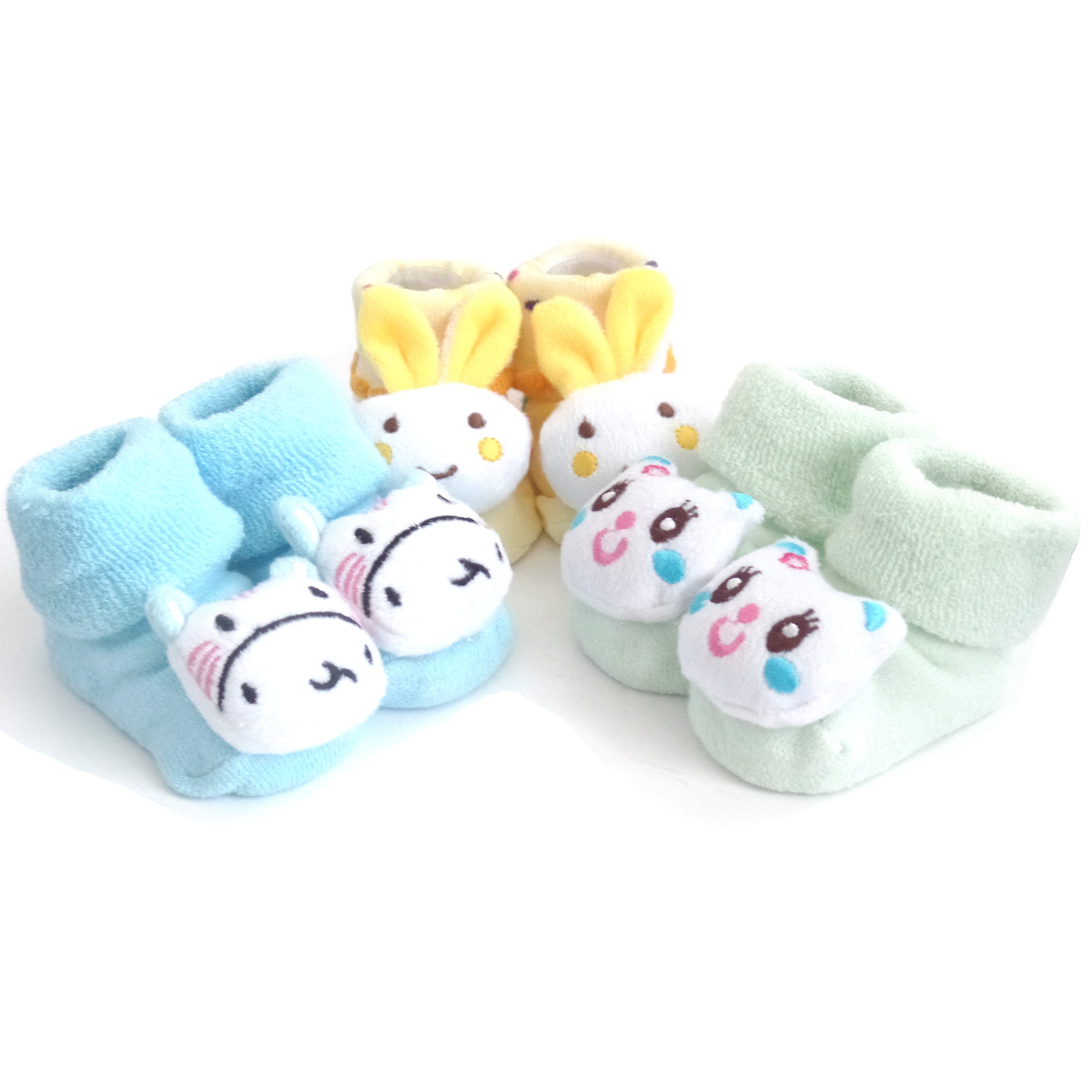 Baby Booties 3 pair assorted 0-3 month girl cute socks slippers 