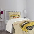 thumbnail image 5 of Ambesonne Retro Quilted Bedspread Set 2 Pcs, Pop Art Taxi Cab Vintage, Twin Size, Beige Yellow Ruby, 5 of 6