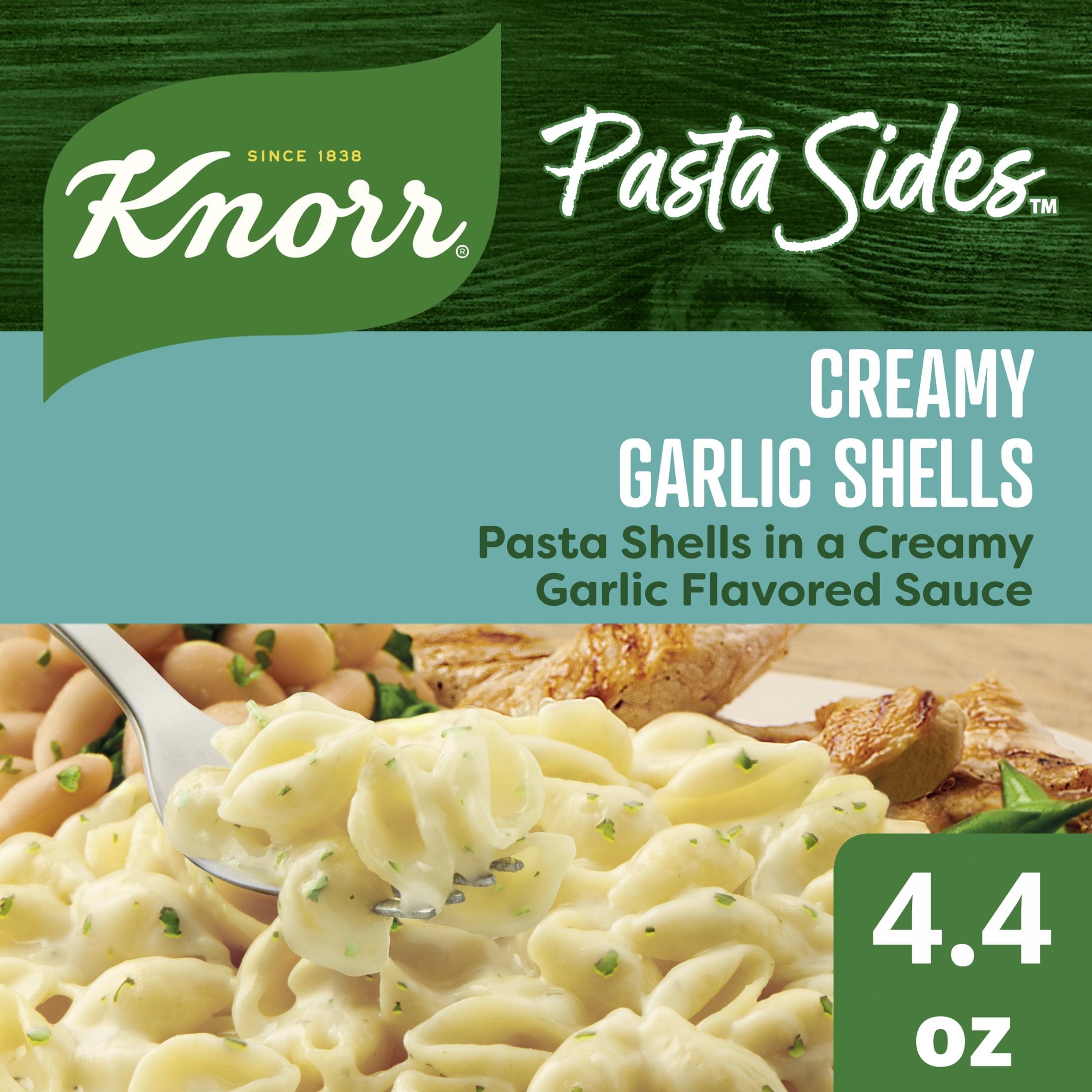 Knorr Creamy Garlic Shells Pasta Sides, Cooks in 11 Minutes, No Artificial Flavors, No Preservatives, No Added MSG 4.4 oz