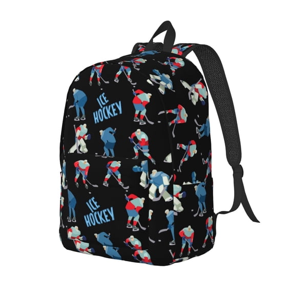 Travel Laptop Backpack - cool Ice Hockey black Lightweight Canvas Backpack, Wear Resistant Computer Backpack Bag Fit {sizeName} Laptop for Men Women with Adjustable Padded Shoulder Straps