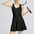 thumbnail image 7 of JGGSPWM Zip Up Sports Dress Women's Solid Casual Outdoor Athletic Workout Flowy Crewneck Mini A-line Sundress Black XL, 7 of 7