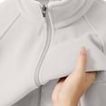 thumbnail image 4 of Wrtxtat Men's Track Jackets Midweight Full Zip Polar Fleece Outerwear with Pockets Mock Neck Windproof Jacket Solid Color Long Sleeves Top Beige M, 4 of 9