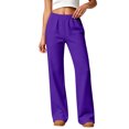 thumbnail image 2 of Vxararl Womens Straight Leg Pants Breathable Elastic Waist Pants with Pockets High Waisted Lightweight Pants Fall&winter Fashion 2026, Casual Workout Womens Sweatpants Purple L, 2 of 8