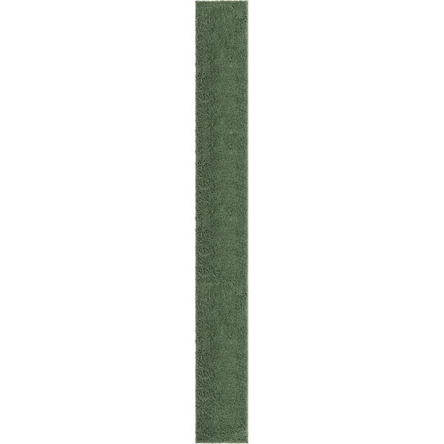 Unique Loom Everyday Shag Plush Area Rug 2' 6 x 19' 8 Runner in Green
