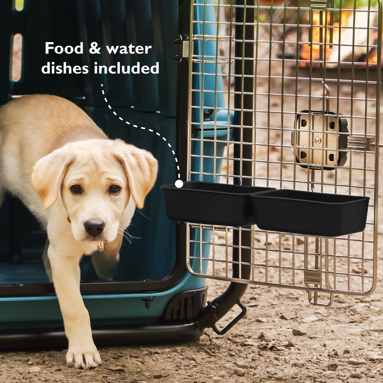 Mammoth Guardian Strong and Durable 36" Plastic Dog Kennel, Blue, Heavy-Duty Travel Crate