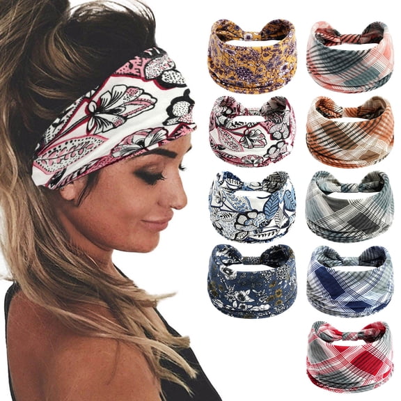 Blue Headbands for Women Polyester Elastic Non-Slip Hair Bands Hair Warp for Sports Daily Workout Yoga Running One Size
