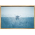 thumbnail image 3 of PixonSign Framed Canvas Print Wall Art Shetland Cow in Washed Out Field Animals Wilderness Photography Realism Chic Portrait Relax/Calm Blue Duotone for Living Room, Bedroom, Office - 24"x36" Natural, 3 of 5