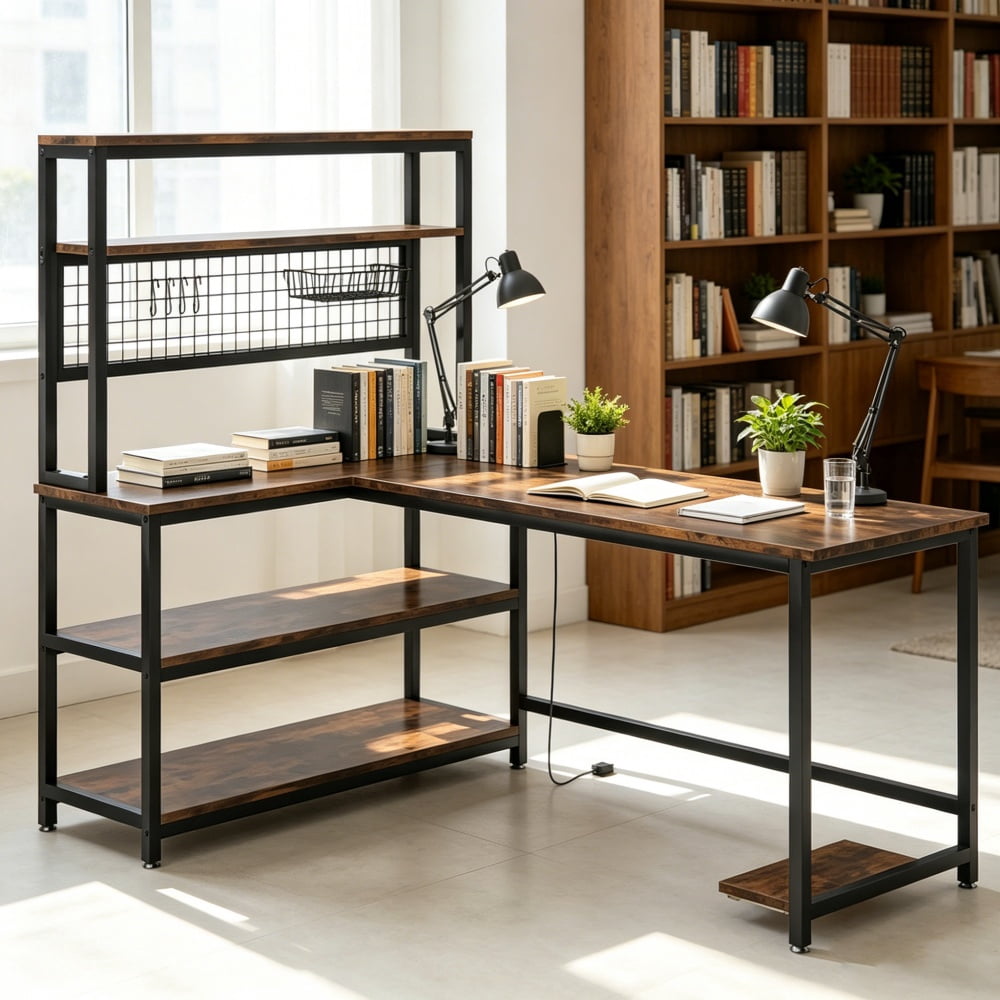 Modern Simple Office Desk, Sturdy Frame Computer Writing Desk, Multipurpose Study Workstation Table, Space-Saving Laptop Desk for Home Office Bedroom Workplace