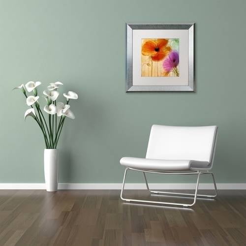 Trademark Fine Art "Penchant For Poppies II" Canvas Art by Color Bakery White Matte, Silver Frame