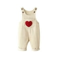thumbnail image 3 of THDHVS Girls Overalls,Toddler Overalls Boy,Kids Fall Winter Corduroy Heart-shaped Print Overalls Beige 5-6 Years, 3 of 7