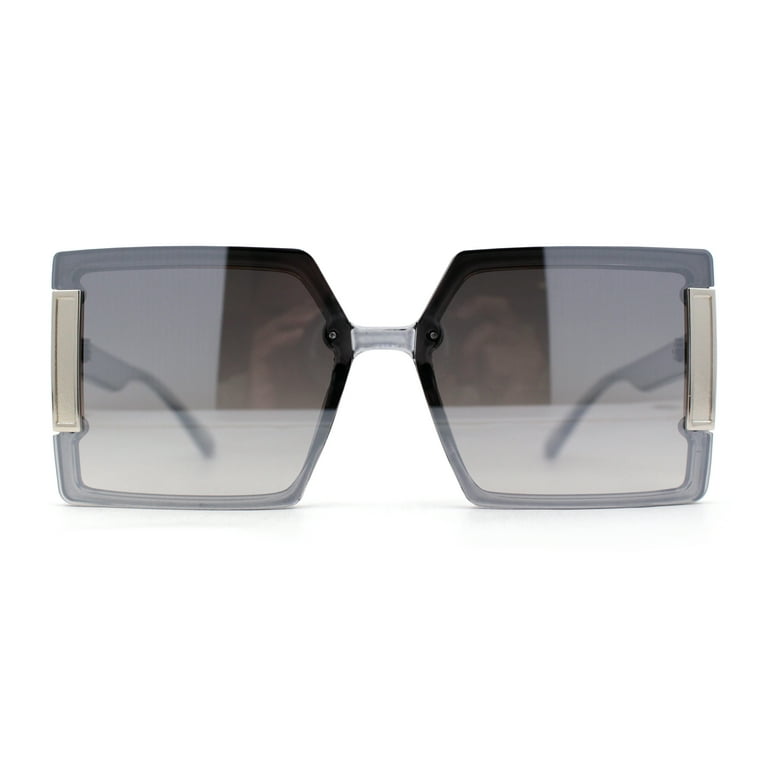 Womens Rimless Mod 90s Squared Butterfly Designer Sunglasses Slate