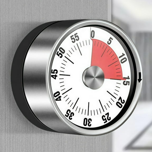 Kitchen Timer for Cooking, Chef Cooking Timer Clock with Loud Alarm 100% Mechanical Desk Timer No Batteries Required Magnetic Stand Back, Exquisite Stainless Steel Body-Countdown Reminder Magnetic