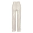 thumbnail image 3 of Womens Sequin Flare Pants Sparkly Glitter High Waisted Wide Leg Trousers Elastic Loose Night Out Shiny Pants (XL, Silver), 3 of 4
