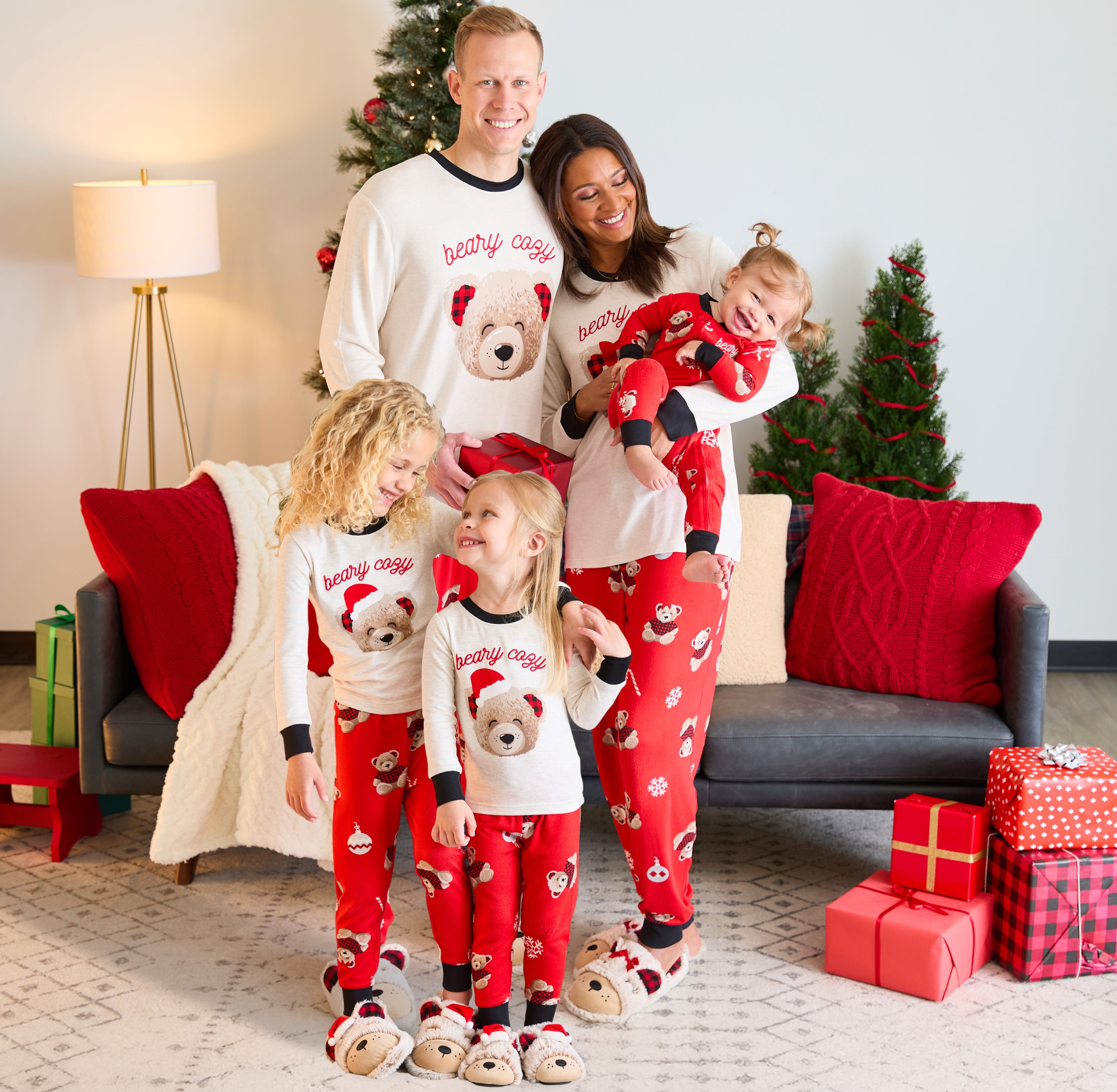 Dearfoams Cozy Comfort Matching Family Bear Slippers