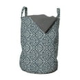 thumbnail image 1 of Vintage Laundry Bag, Geometric Composition Arrow Motifs and Lines Design Inspirations, Hamper Basket with Handles Drawstring Closure for Laundromats, 13" x 19", Dark Teal Eggshell, by Ambesonne, 1 of 4